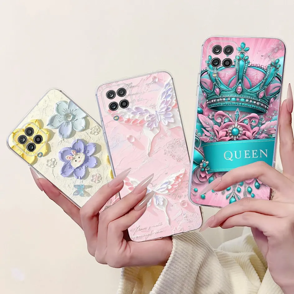 For Cover Samsung Galaxy A12 Phone Case M12 F12 Case Fashion Butterfly Clear Silicone Funda For Samsung A12 M12 F12 A125F Bumper