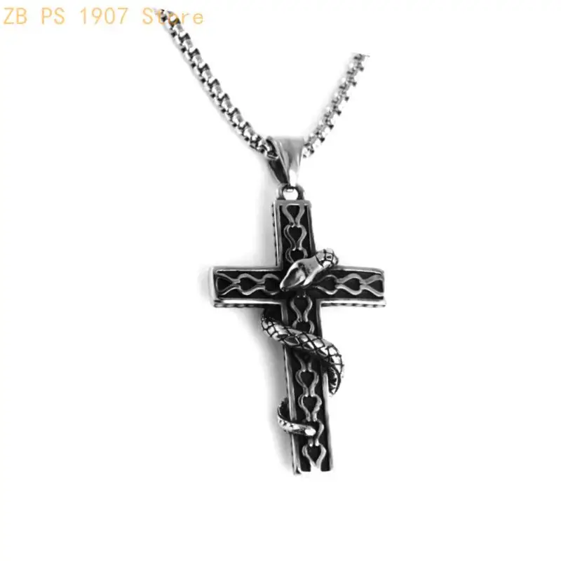 Stainless Steel Ouroboros Snake Necklace Neck Accessory for Modern Gothic 55KA