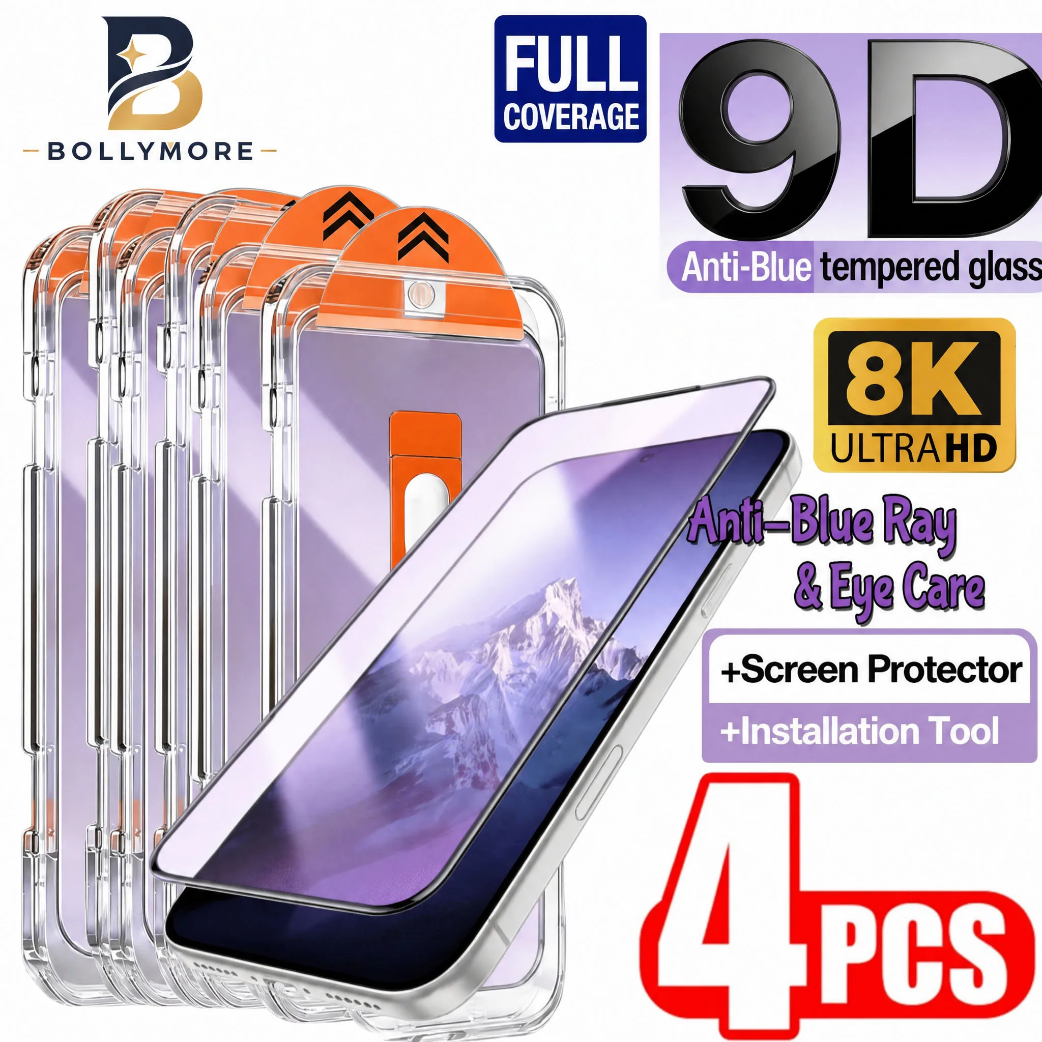 4-1pcs 4-1pcs 9D Full Coverage Anti-Blue Light Tempered Glass,for iPhone 18 17 16 15 14 13 12 11 Pro Max Ultra HD, Eye Protection - Aliexpress Deal