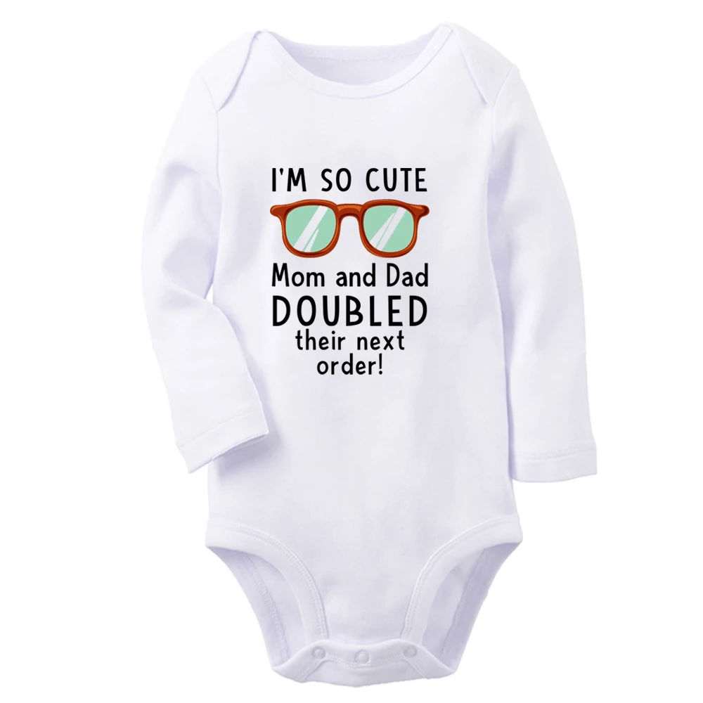 I'm So Cute Mom And Dad Doubled Their Next Order Cute Baby Rompers Boys Girls Bodysuit Long Sleeves Jumpsuit Kids Clothes