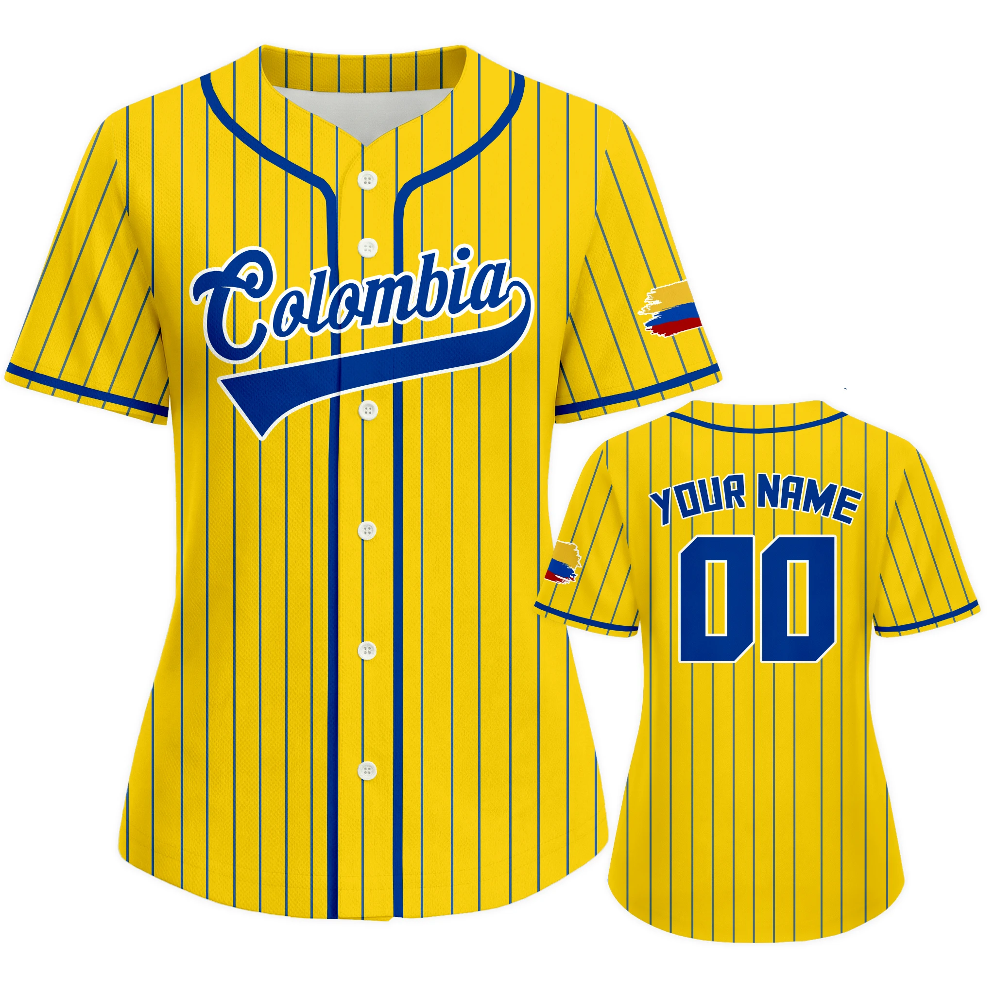 Picture 4: Custom Colombia Baseball Jersey for Women Personalized Baseball Uniform with Name Number Button Down Baseball Shirt Sportwear