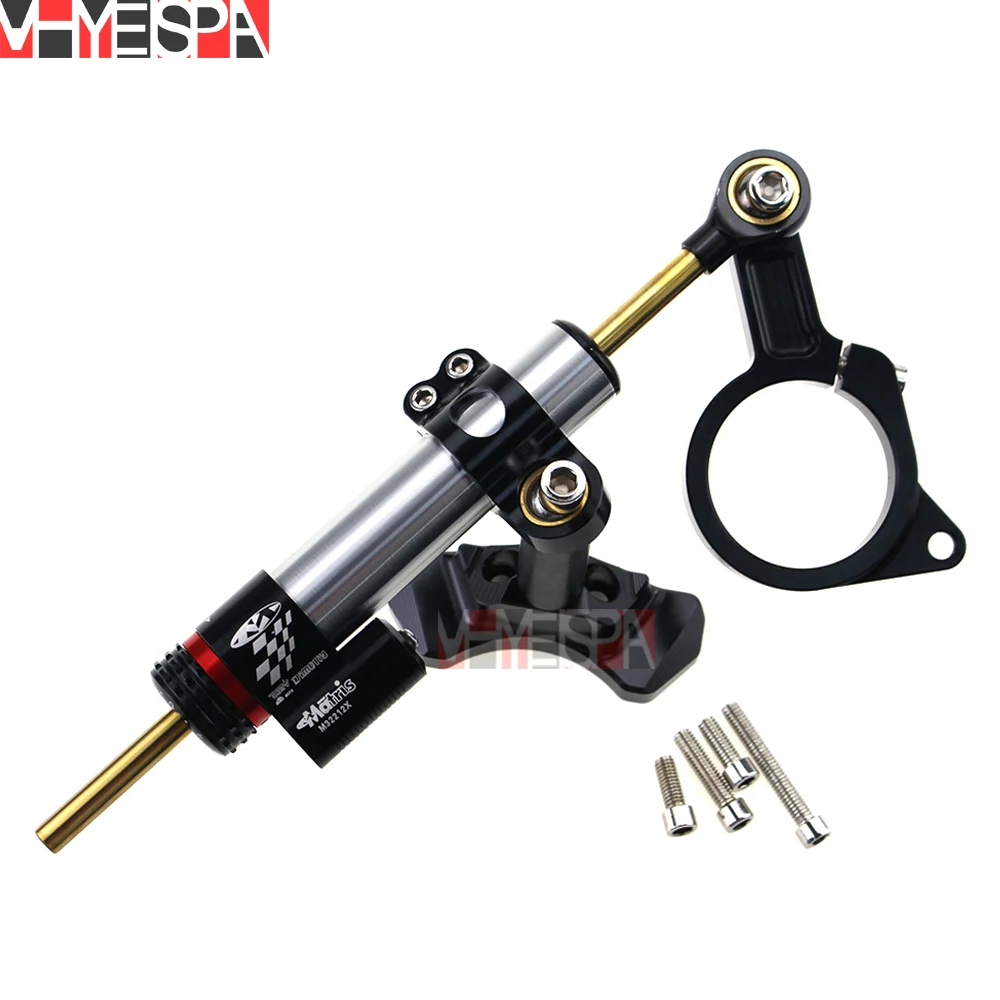 CNC Adjustable Motorcycle Linear Reversed Steering Damper with Bracket Support for QJMOTOR350 QJ 350  QJ350