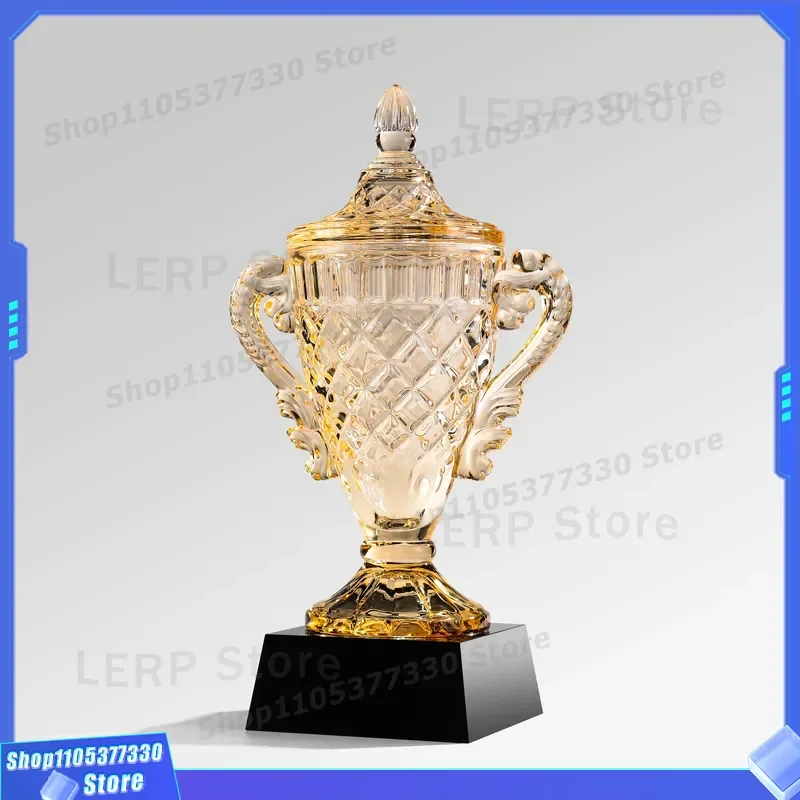 Custom  Crystal Glass Trophy Award Blank Crown Cup for Sports Business Winner Souvenir Gift High End Personalized Engraving