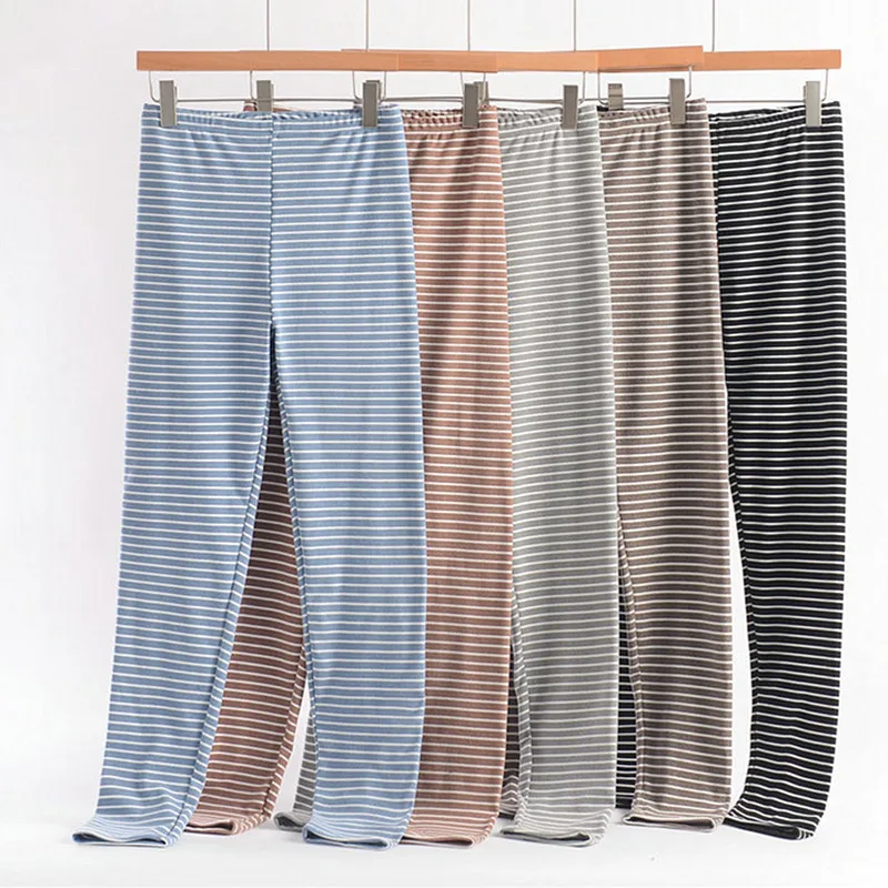 

XL-6XL Warm Winter Sleepwear Pajama Pants Thicken Striped Sleeping Women's Pants Fleece Hot Home Wear Bottom Trousers Female