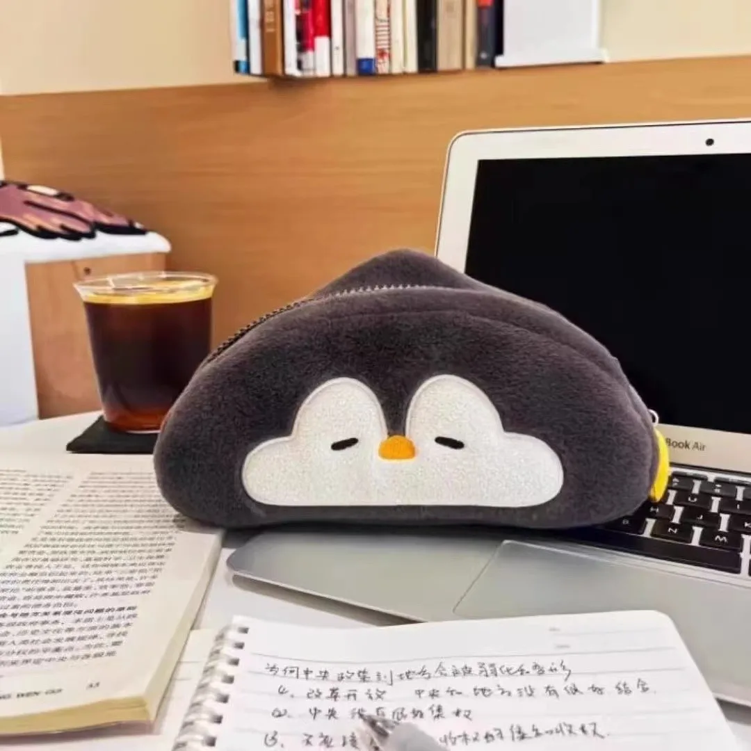 سعة كبيرة حقيبة أقلام قطيفة متعددة الوظائف لطيف أفخم قضاعة البطريق مقلمة منظم قرطاسية الطالب هدية العودة إلى المدرسة #4