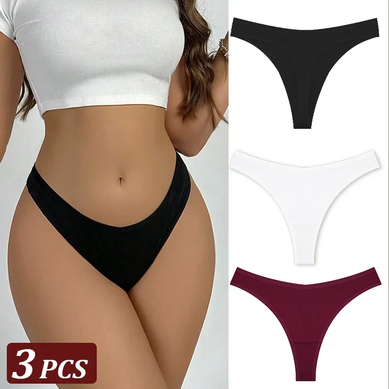 3 Teile/satz Nahtlose Tanga Baumwolle Frauen Dünnen Riemen Niedrige Taille Hohe Flexibilität Panty Sexy Unterwäsche Damen Briefs T-zurück Weiche frauen