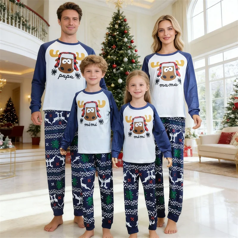 Christmas Family Matching Pajamas Set Mom Dad Kids Autumn Sleepwear Family Look Mother Daughter Son Parent-child Nightwear