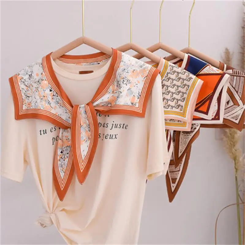 

Summer Fashion Knitted Scarf Cute False Collar Imitated Silk Fabric Scarf Tie False Collar Women's Detachable Collar for Women