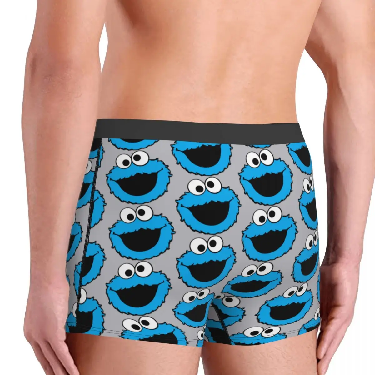 Custom Cookie Monster Face Cartoon Boxers Shorts Men\'s Sesame Street Briefs Underwear Novelty Underpants