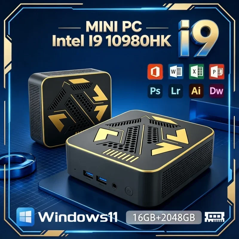 High Performance Mini PC Intel I9‑10980HK Windows11 16GB RAM 2TB SSD WiFi 6 Bt5.2 4K HD Display Mini PC For Daily Multi‑task Use