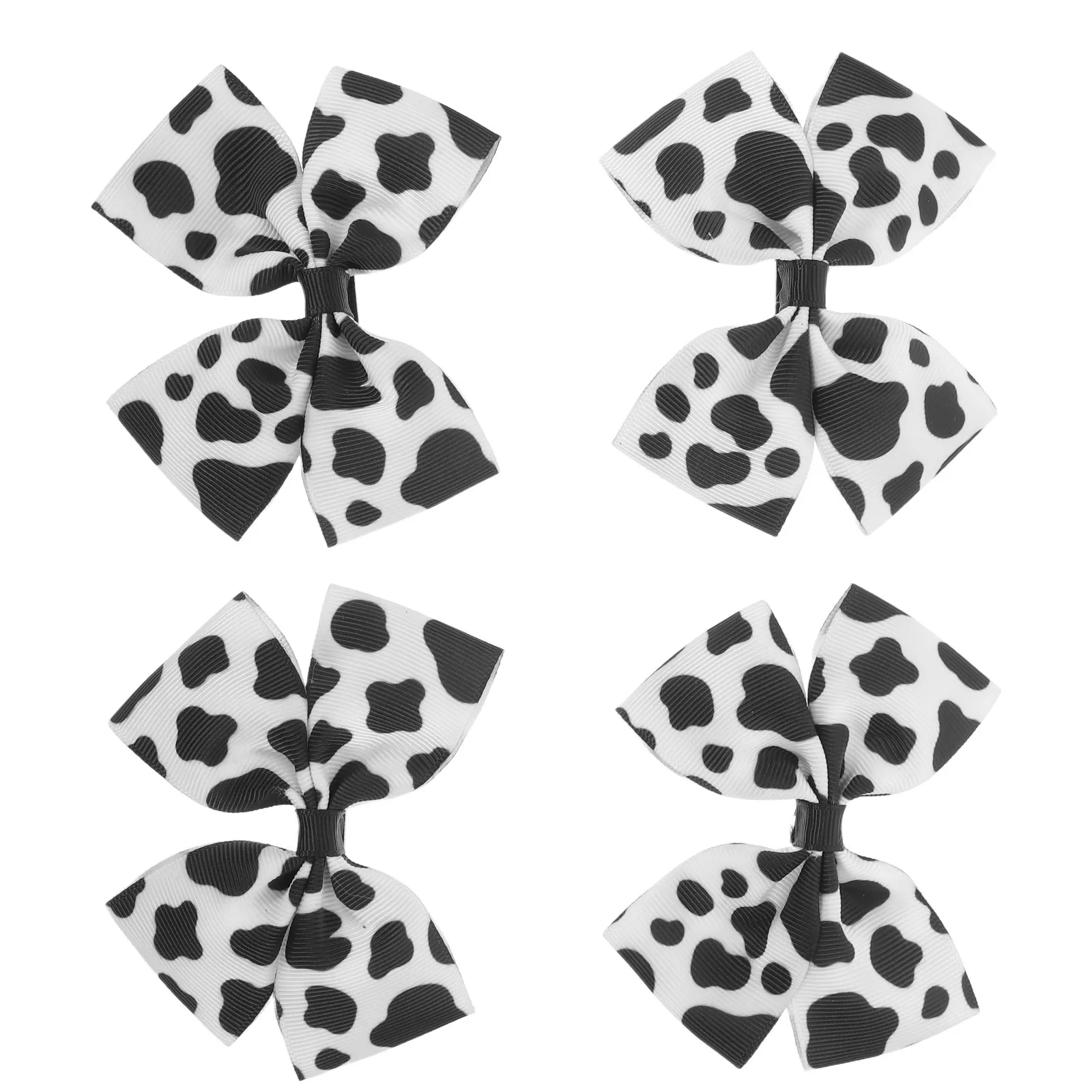 

Набор из 4 заколок для волос с принтом коровы, черно-белые, с дизайном молочной коровы, аксессуары для волос для дня рождения, школы, повседневного использования