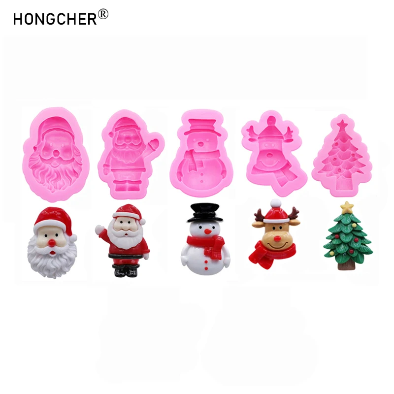 Weihnachts serie Weihnachts baum Schneemann Schlüssel bund Harz Schmuck Zubehör Tropf form DIY handgemachte Schokoladen keks Silikon form