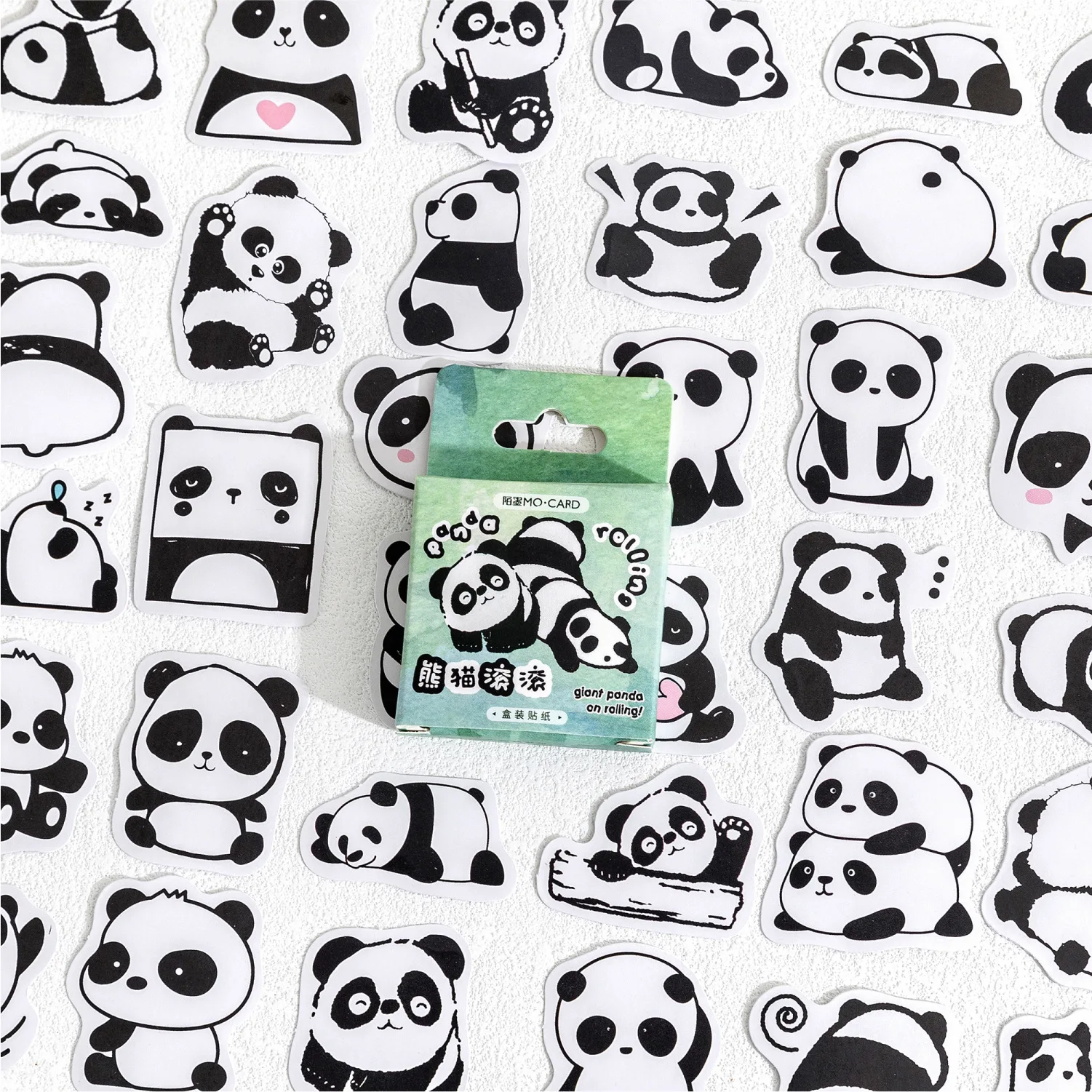 45Pcs Cute Panda Boxed Stickers Decorative Scrapbooking Retro Label Diary Stationery Album Phone Journal Planner