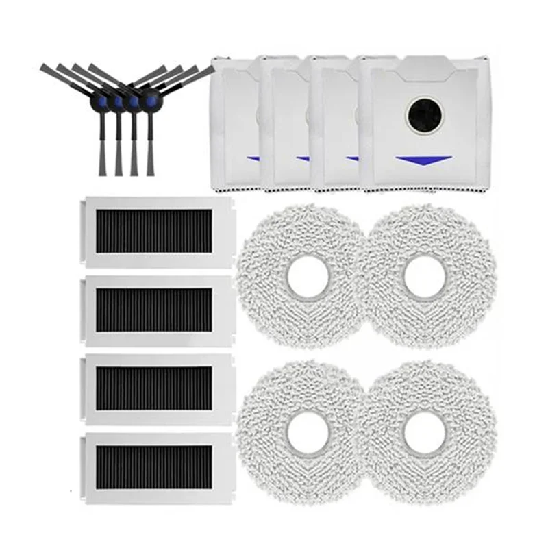 

AT63-16 Pcs For Ecovacs Debot N30 OMNI / N30 PRO OMNI Vacuum Cleaner Replacement Brush Dust Bag Cloth Cover Kit