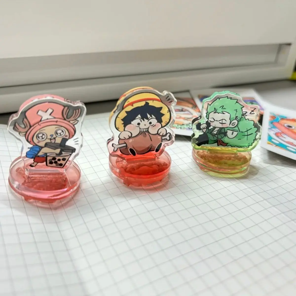 One Piece Anime Cartoon Mini Acrylic Standee Cute Luffy Zoro Chopper Character Collectible Figurine Desktop Decoration Gift
