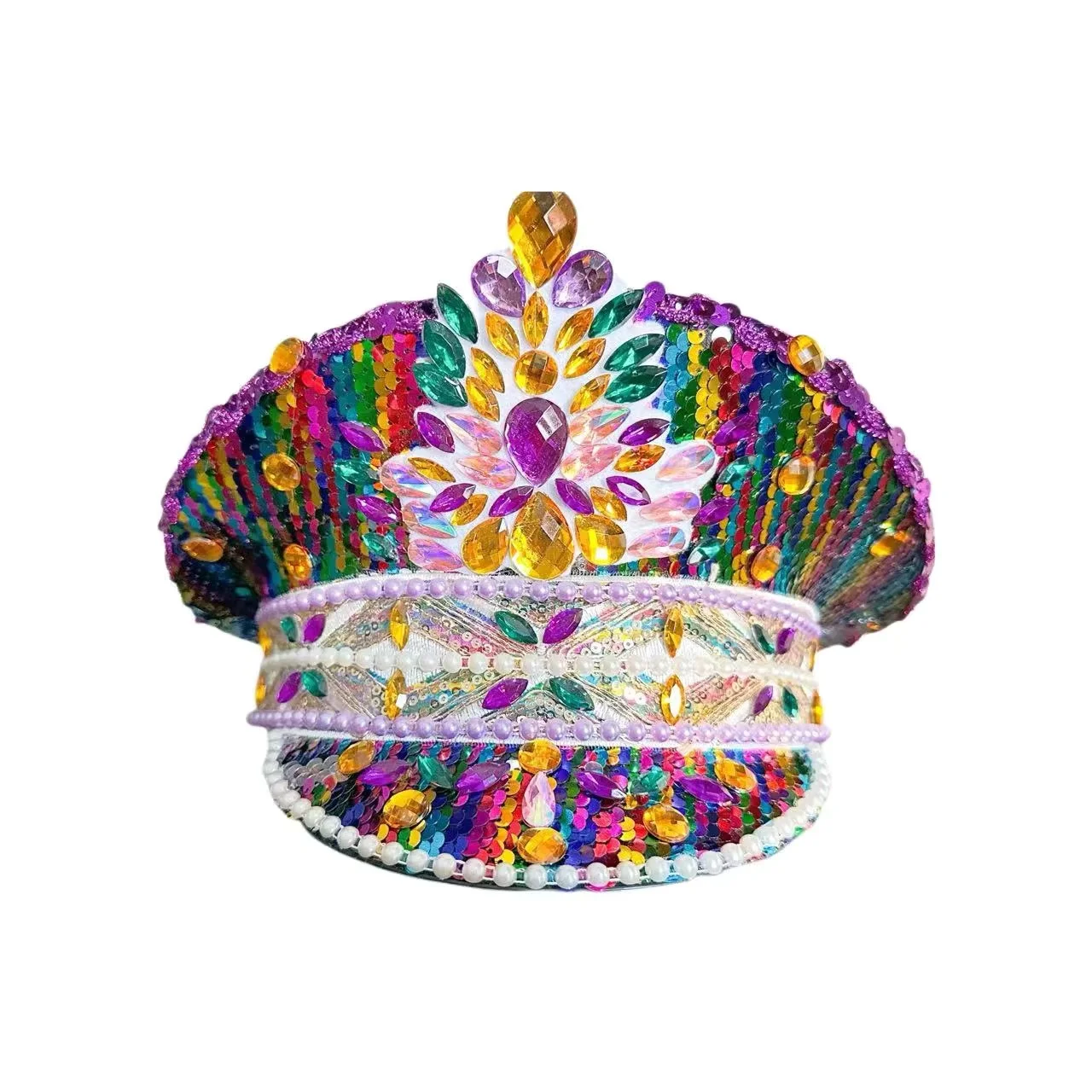 HongLuan  Halloween Costume Hat, Captain Hats Rhinestone for Burning Man Festival Woman, Cosplay Female Accessories