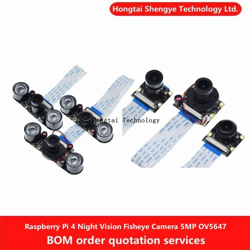 Câmera olho de peixe com visão noturna Raspberry Pi 4 5MP OV5647 Câmera ajustável com foco de 70/95/160 graus