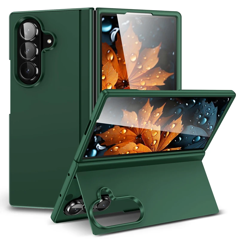 

High-end Holder Skin Feeling Phone Case for Samsung Galaxy Z Fold 7 6 Folding Shockproof Anti-fall Full Protection Bracket Cover