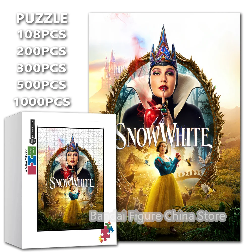 

Snow White 2025 Movies Print Puzzle 108/200/300/500/1000 Pieces Disney Princess Jigsaw Puzzles Decompress Toys for Adult
