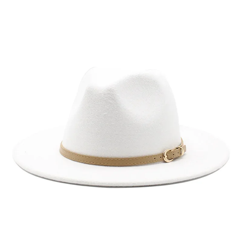 

Wide Brim Solid Women and Men Hats, Classic Formal Dress Winter Hats in Khaki and Black, Band Belt, Sombreros De Mujer