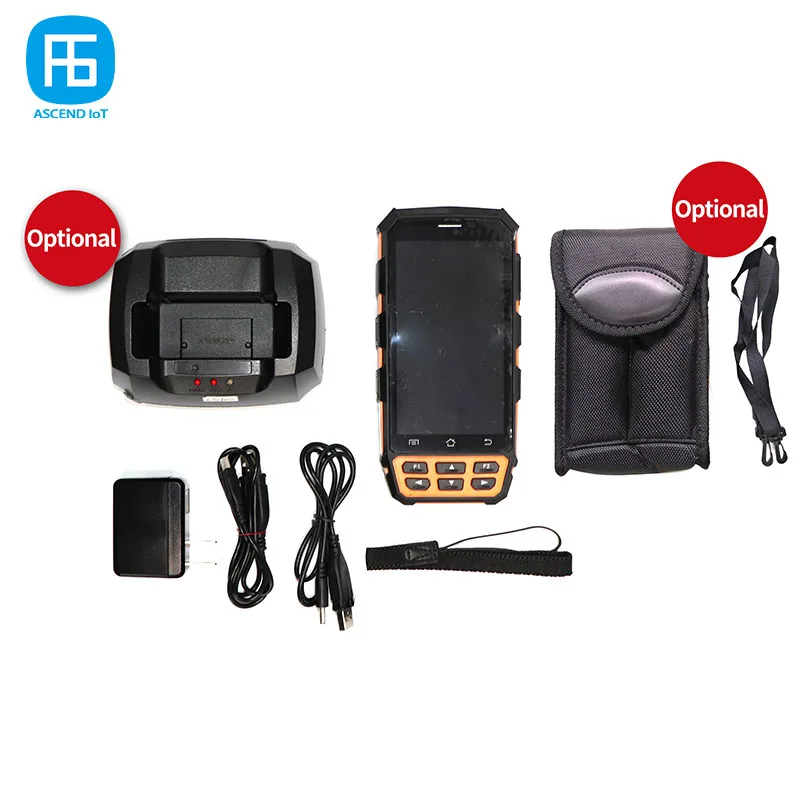 Lector RFID LF/HF/UHF inalámbrico móvil, lector/escritura de tarjetas NFC portátil Android con lector de huellas dactilares, Control de acceso, control de billetes