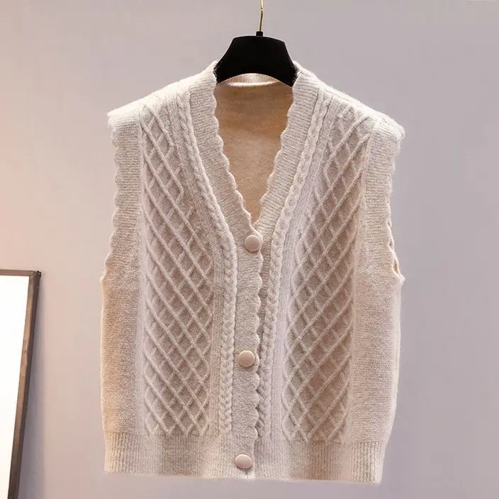 2025 ฤดูใบไม้ผลิผู้หญิงเกาหลีใหม่แฟชั่นอเนกประสงค์ถักเสื้อสเวตเตอร์ถักเสื้อกล้าม