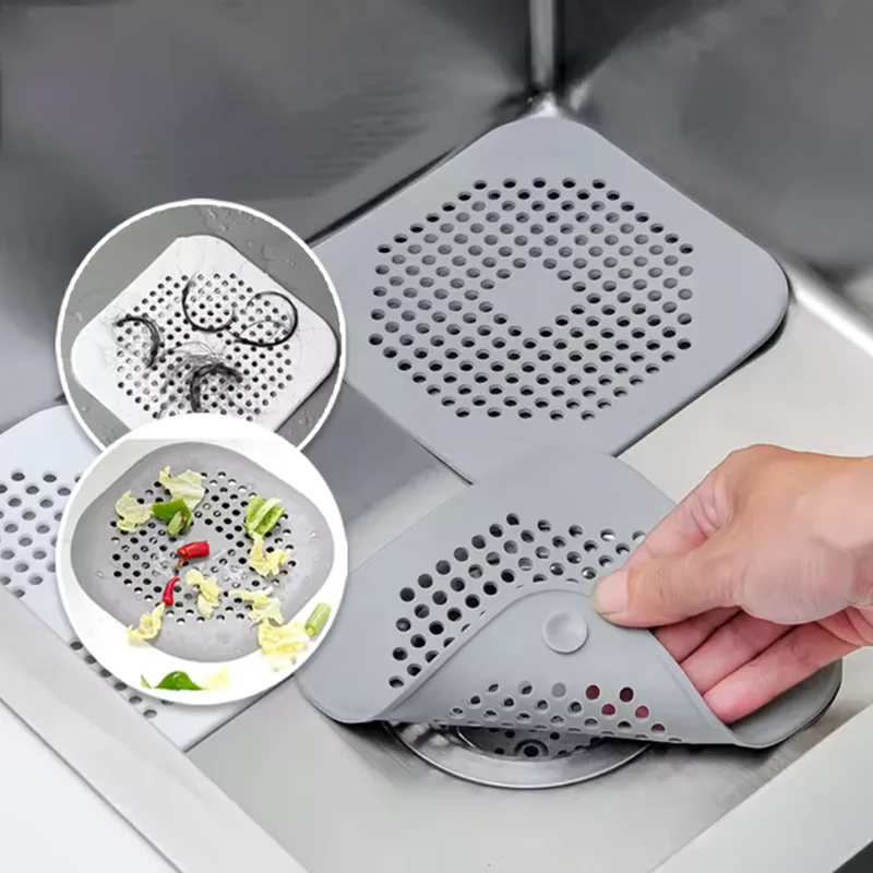 

Shower Drain Cover Hair Catcher Flat Silicone Plug Stopper for Bathroom Kitchen Sink Bathtub Strainer TPR Protector