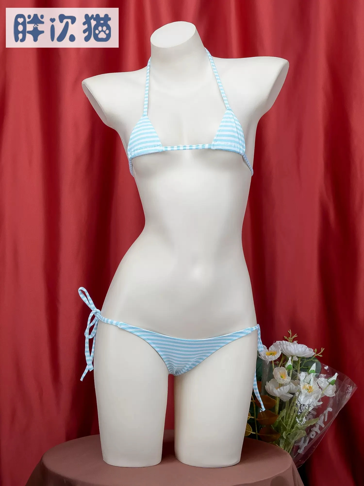Mini Striped Bikini Bandage Underwear Sets Three point style School Cosplay Costume Girls Uniform Bikini