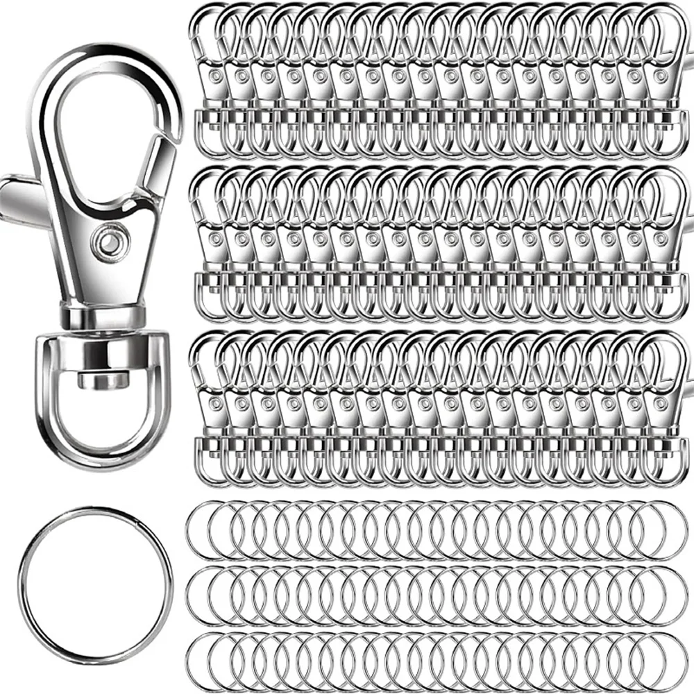 20PCS Keychain Hook with 10pcs Key Ring 10pcs Keychain Clip Hook with Flat Ring for Lanyard Jewelry Making DIY Crafts