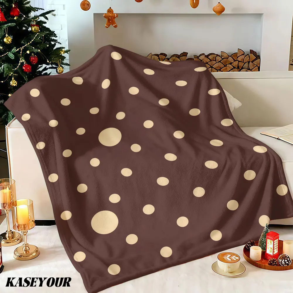 Retro Polka Dots Brown Winter Summer Flannel Blanket Throw Fleece Soft Fuzzy Plush Cozy Fleece Blankets for Sofa Ideal Gifts