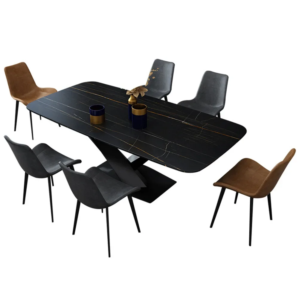 Rock slab dining table and chair combination dining table Small apartment household rectangular western dining table
