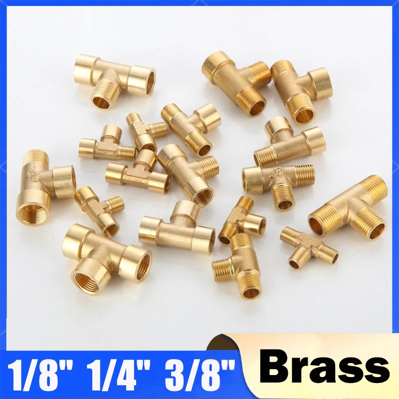 

1/8" 1/4" 3/8" BSP Pneumatic Brass Pipe fitting Male-Female Thread Conversion Connect Tee Type Copper Water Oil Gas Adapter