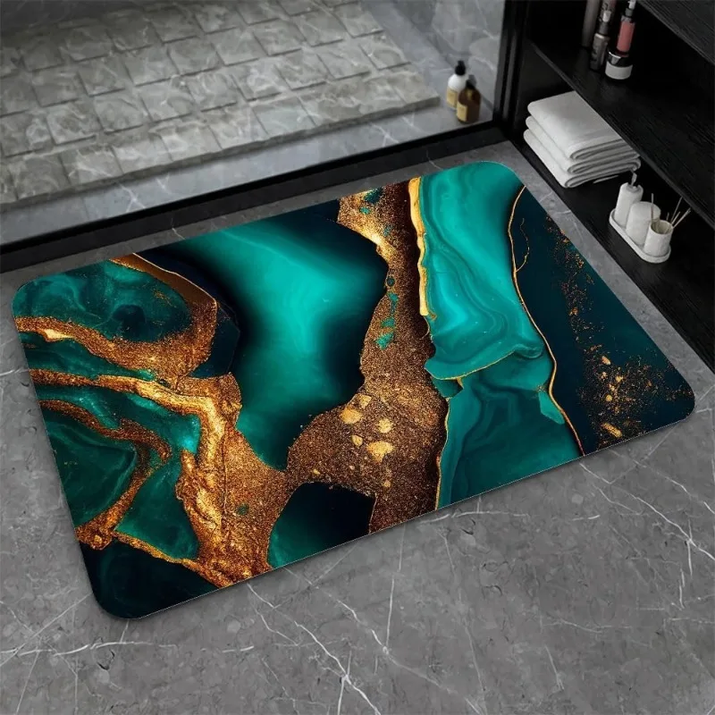 Modern Luxury Marble Patterns Art Door Mat Home Deocr Non-Slip Rectangular Rug Indoor Outdoor Carpet for Bedroom Entryway Living