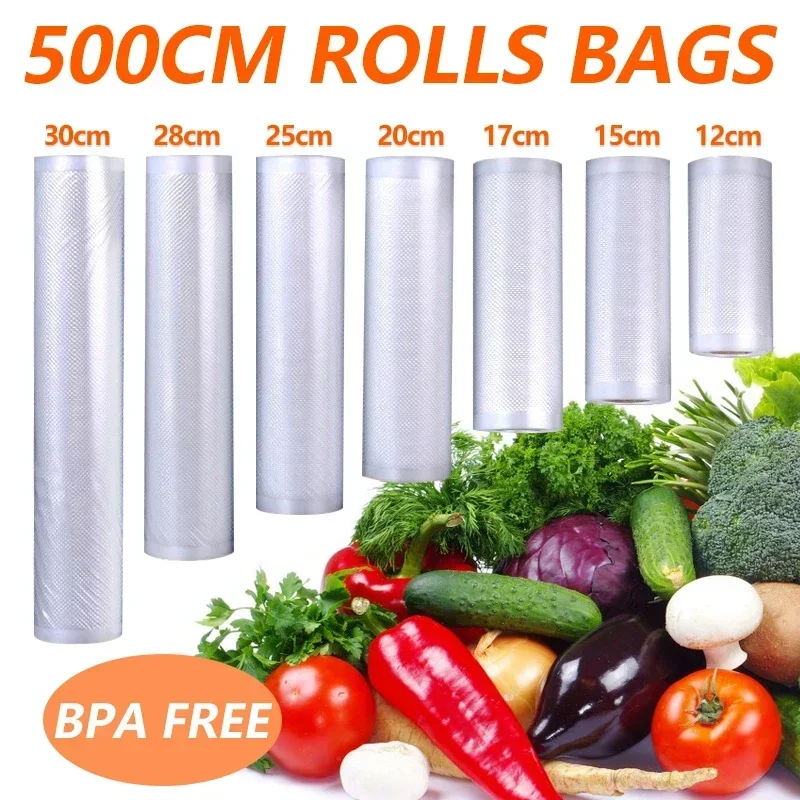 Kitchen Transparent Plastic Bags for Vacuum Sealer Compression Food Packaging Storage Bag Rolls Storage Bag Fresh Keeping Bag