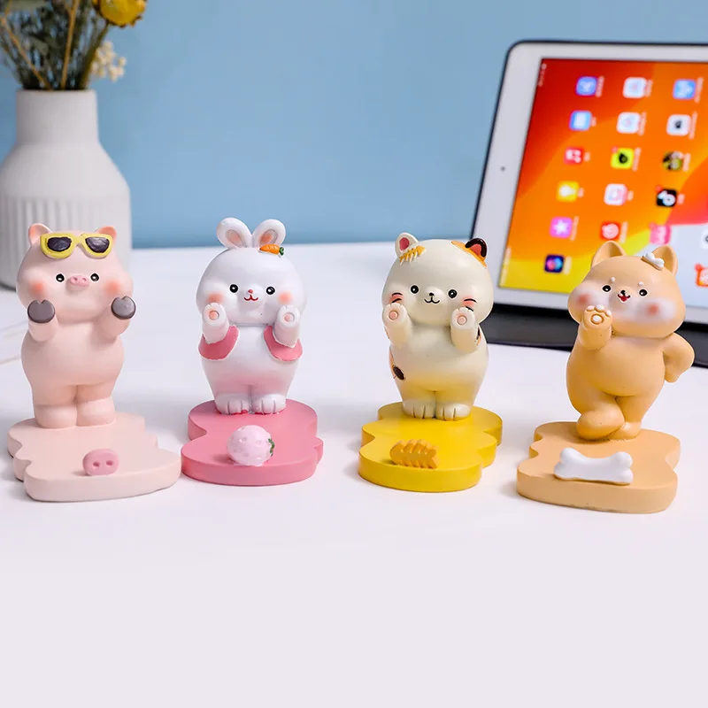 

Cute Mobile Phone Holder Creative Cute Animal Cartoon Mobile Phone Holder Girl Heart Resin Gift Lazy Support Frame Ornament