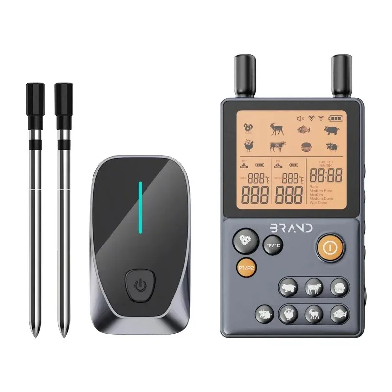 Long Range intelligent Bbq Cooking Thermometer Wireless Digital Meat Thermometer With Dual Probe Thermometer