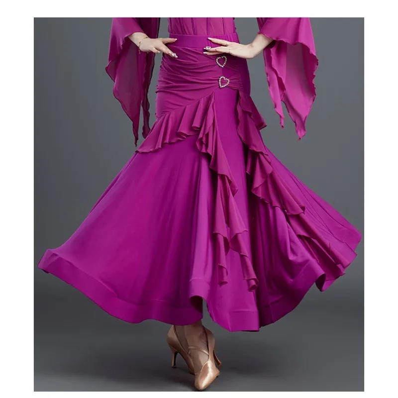 Robe de danse moderne personnalisée, jupe mi-longue pour femmes, nouvelle jupe de compétition de valse de danse Standard national