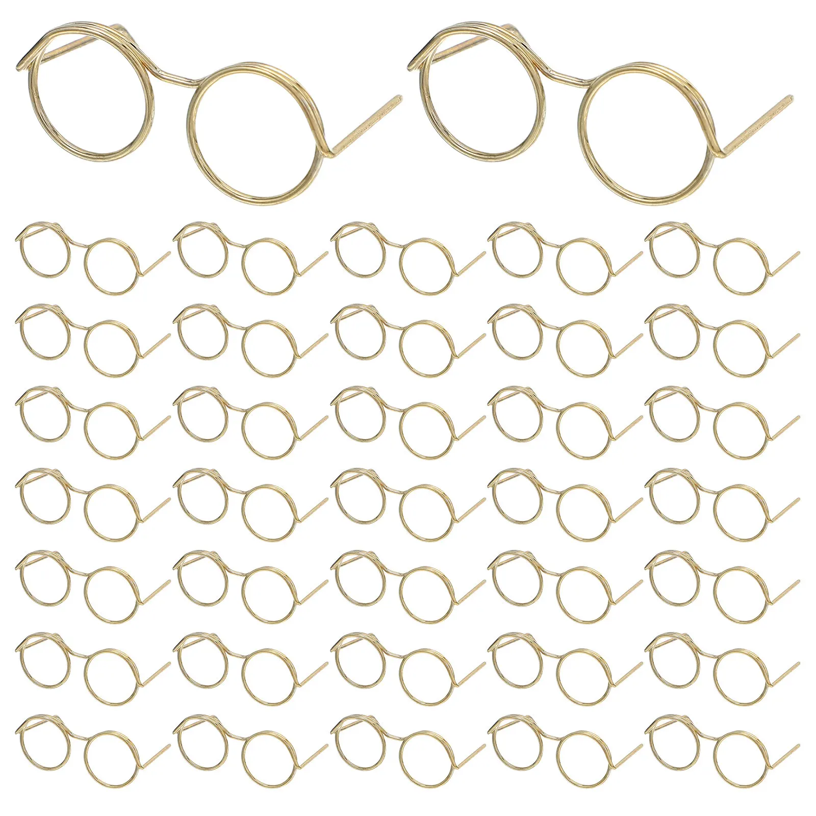 

50Pcs Miniature Dollhouse Sunglasses Wire Rim Round Eyewear Props for DIY Miniature Crafts Dollhouse Accessories