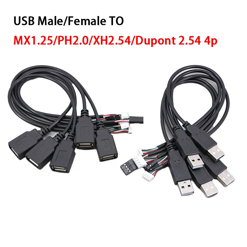 USB Male to Female Terminal Data Line Cable JST 1.25/PH2.0/XH2.54-4Pin Connector Adapter Extension Cord for Touch Screen
