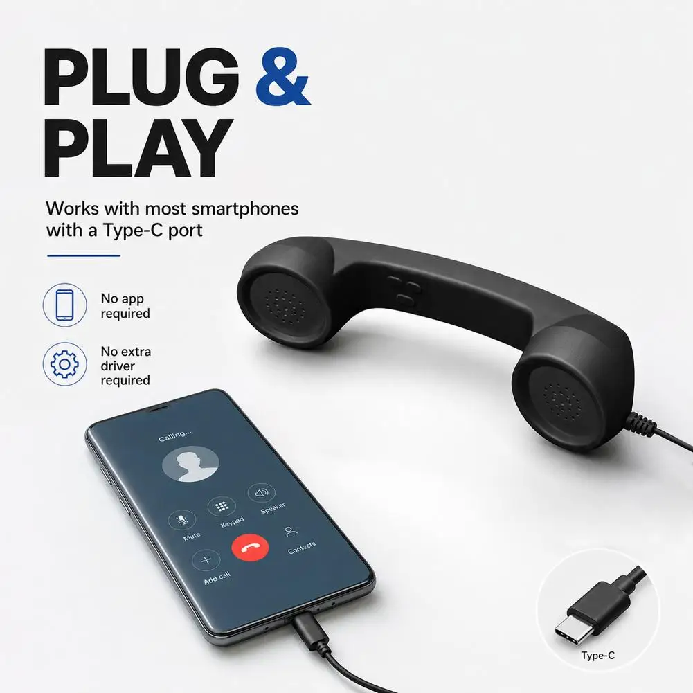 3.5mm Retro Telephone Phone Handset Receiver For Phones PC Telephone Receiver Handheld Phone Receiver Portable Classic Headphone