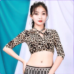 Belly Dance Costumes Practice Clothes Set for Women Leopard Practice Top+sequin Tassel Skirt 2pcs Oriental Dance Performance Set