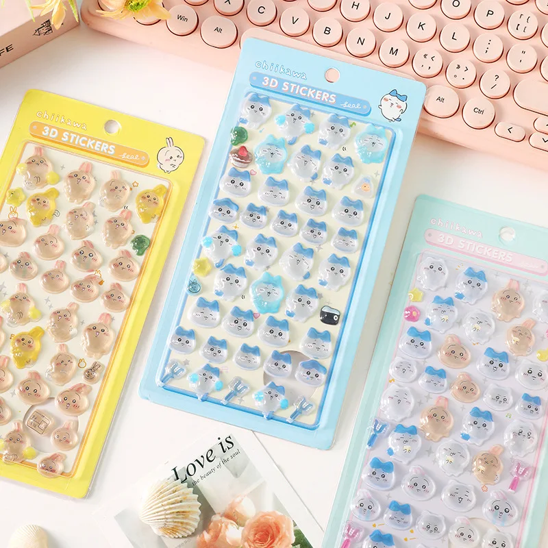 3D Cute Crystal Stickers Chiikawa Usagi Phone Case Decoration Nail DIY Decorative Stickers for Notebook Laptop Waterproof