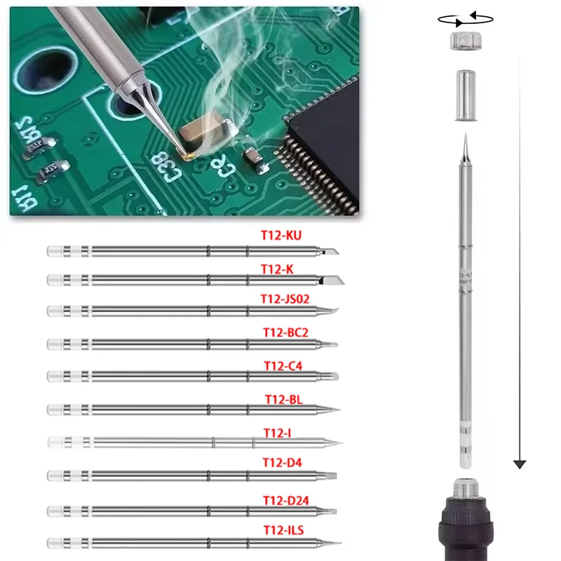 1pc T12 Soldering Iron Tips Replacement Various Models of Tip Electric Soldering Iron Tip T12-D24 T12-D12 T12-DL32