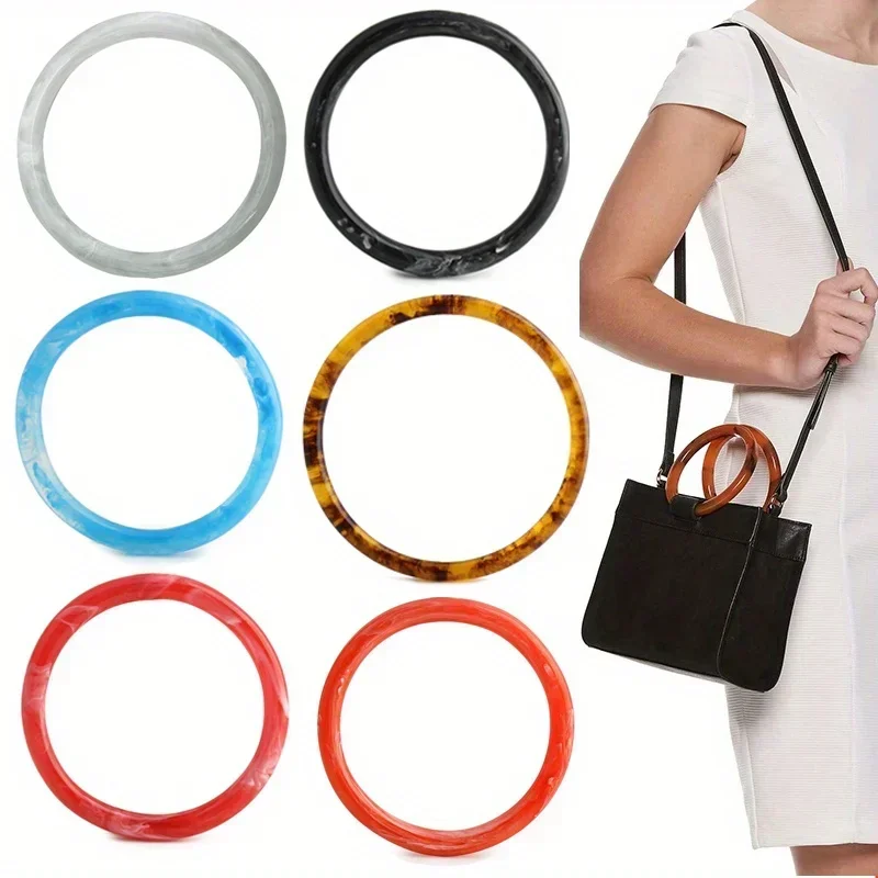 2PCS 12/16cm round acrylic handle women\'s bag handle sand difficult woven bag handle diy straw bag resin circle handle