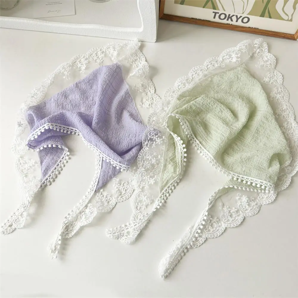 

Thin Breathable Ribbon Turban Bandanas Elegant White Triangle Hair Scarf Triangular Hair Band Strap Headband Lace Headscarf