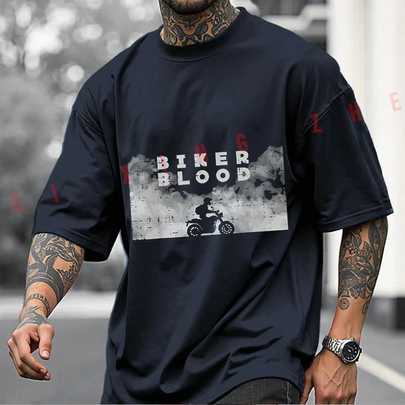 Biker Blood Motorcycle Motorbike Motorcycle T-shirt Men And Women Cotton Casual Tshirt Short-sleeve O-neck Tops