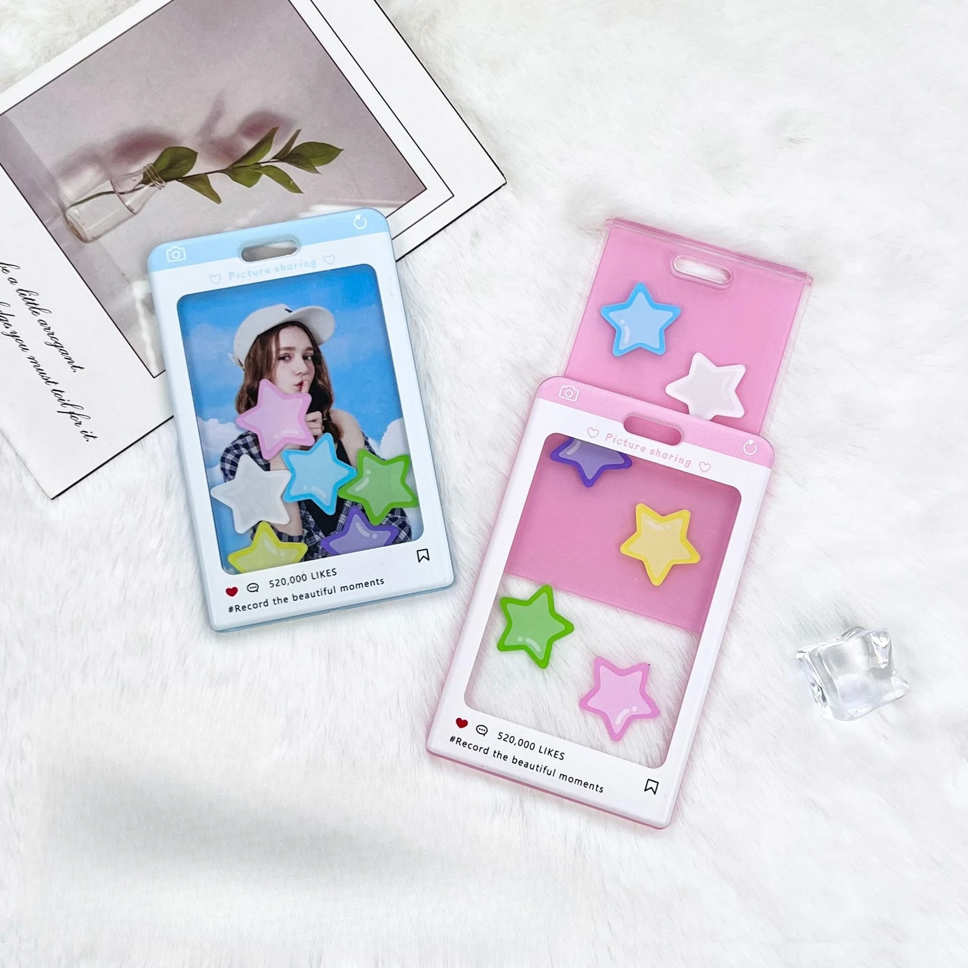Little Star Shaking Card Holder Student School Meal Card Pouch Girl Kpop Photocard Photo Case
