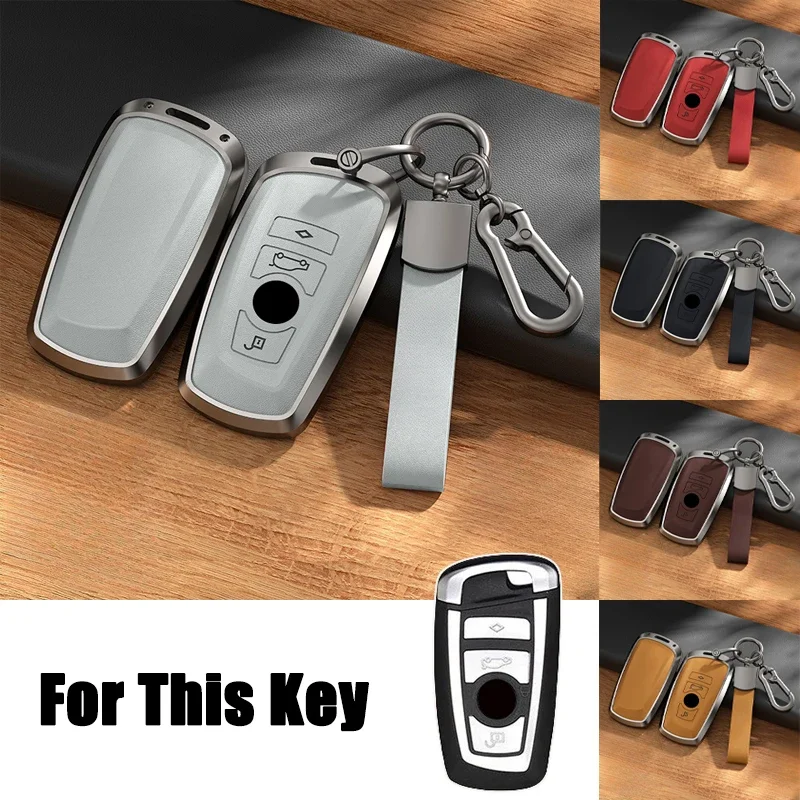 Aluminum Alloy Leather Car Remote Key Fob Case Cover Bag Keychain For BMW 1 2 3 4 5 6 7 Series F10 F20 F30 X3 X4 M2 M3 M4 M5 M6