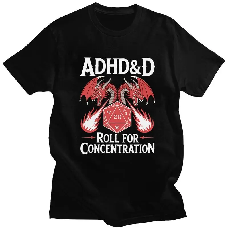 Adhd rouleau pour la Concentration t-shirt unisexe manches courtes mode décontracté graphique t-shirt été coupe ample pur coton t-shirt hauts