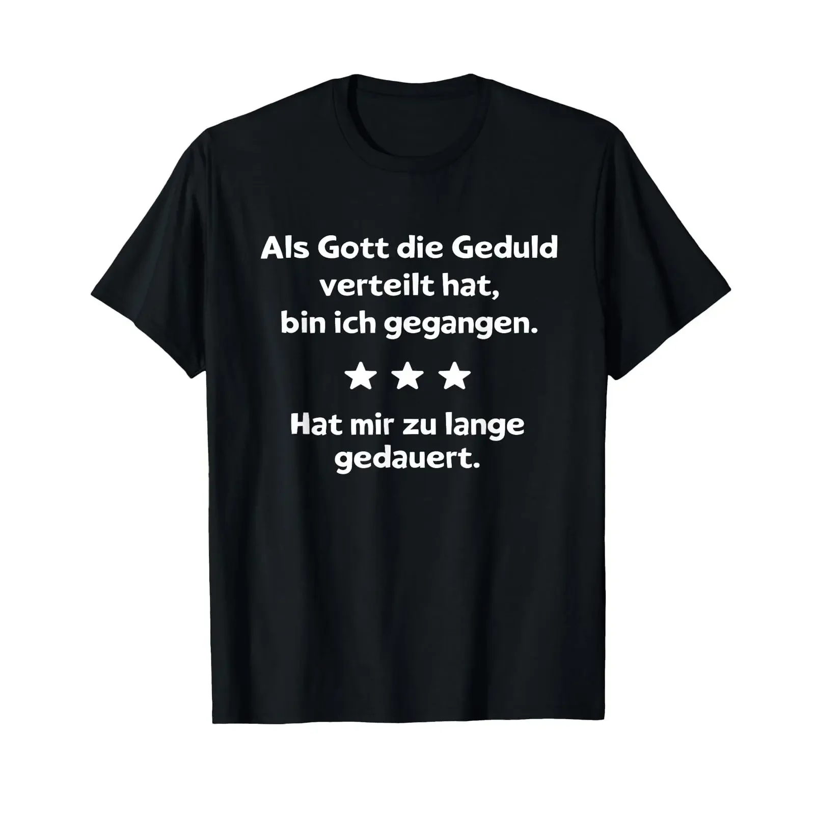Maglietta Con Slogan Divertente "Als Gott Die Geduld Vertrend" In Lingua Tedesca, Nera, Vintage, Lavata, Abbigliamento Streetwear Di Design.-image